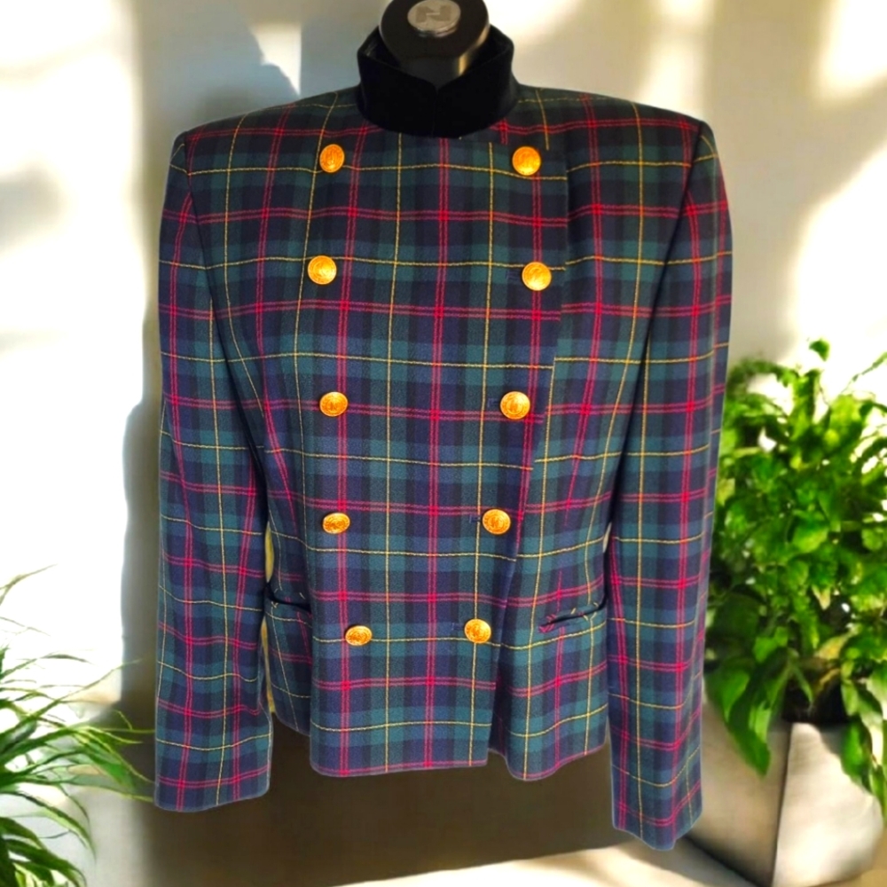 Vintage JH Collectibles Wool Plaid Double-Breasted Women's Jacket